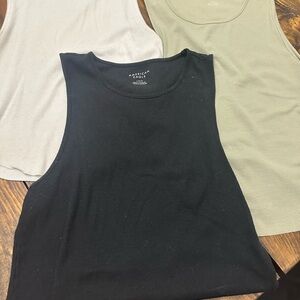 American Eagle Outfitters Women's Sleeveless Tops - Black, White, and Green